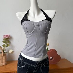 Edikted Gray and Black Halter Top
